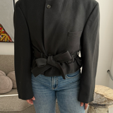 Belted blazer in deep green