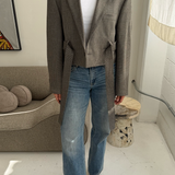 Blue toned patterned belted blazer