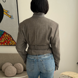 Blue toned patterned belted blazer