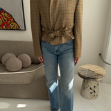 Houndstooth orange toned belted blazer