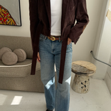Belted blazer in Brown corduroy