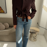 Belted blazer in Brown corduroy