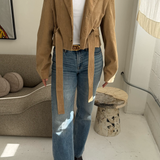 Belted blazer in Pale brown corduroy