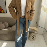 Belted blazer in Pale brown corduroy