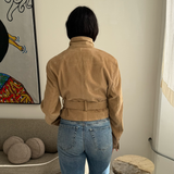 Belted blazer in Pale brown corduroy