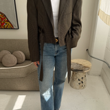 Speckered belted blazer