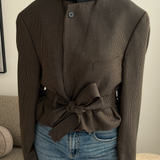 Speckered belted blazer