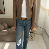 Bomber jacket in Light brown herringbone