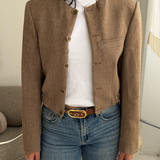 Bomber jacket in Light brown herringbone