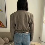 Bomber jacket in Grey herringbone with overcheck