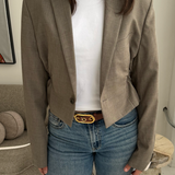 Cinched waist cropped blazer in Taupe
