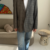 Contrasted blazer in grey checkered mix (Express shipping)