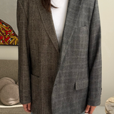 Contrasted blazer in grey checkered mix (Express shipping)