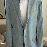 Blue and grey small checkered blazer