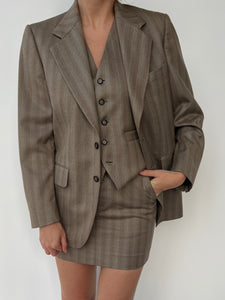 Three piece mini skirt suit