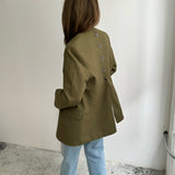 Green button back blazer