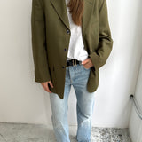 Green button back blazer