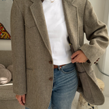 Beige toned textured blazer with beautiful detailing