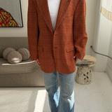 Burnt orange checkered blazer