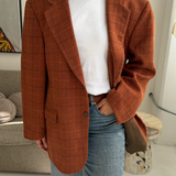 Burnt orange checkered blazer