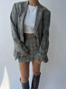 Checkered grey mini skirt and blazer