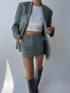 Pale grey mini skirt and blazer