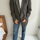 Green plaid and warm green with colour specks contrasted blazer