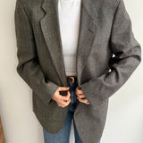 Green plaid and warm green with colour specks contrasted blazer