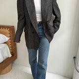Double breasted dark blazer