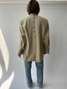 Beige and yellow checkered Button Back Blazer