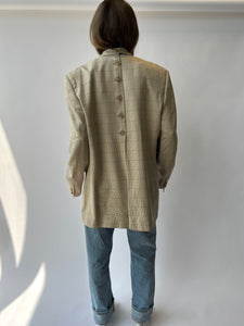 Beige and yellow checkered Button Back Blazer