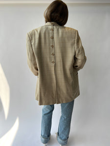 Beige and yellow checkered Button Back Blazer