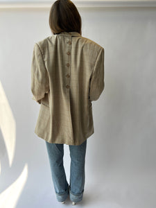 Beige and yellow checkered Button Back Blazer