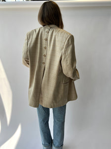 Beige and yellow checkered Button Back Blazer