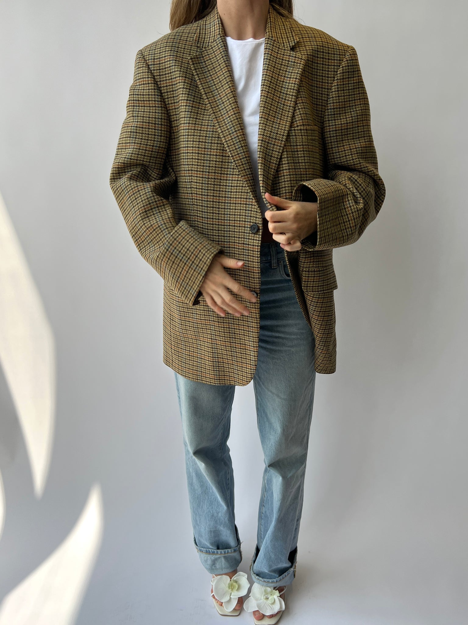 Plaid Button Back Blazer