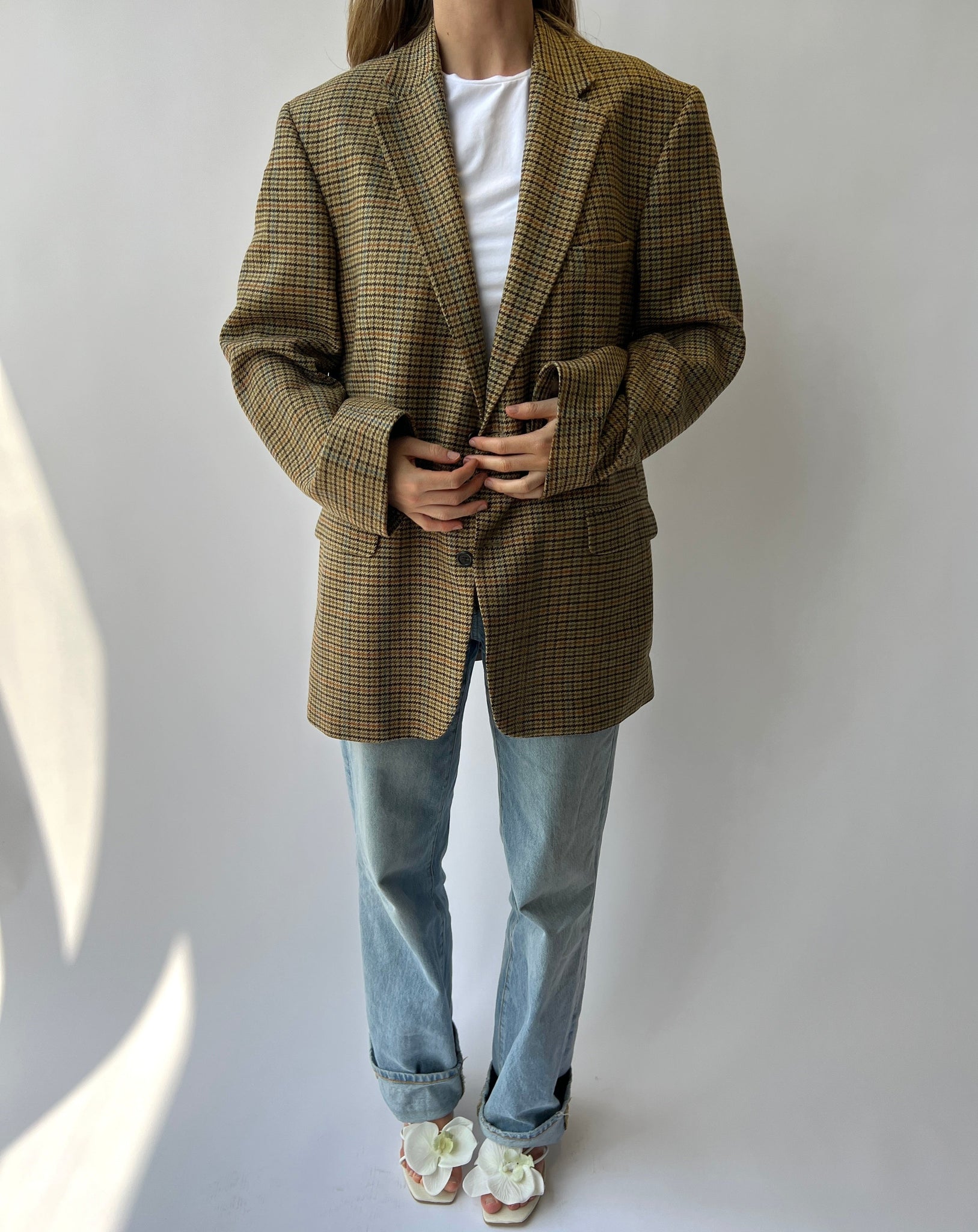 Plaid Button Back Blazer