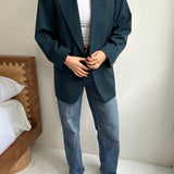 Turquoise blue button back blazer