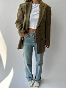 Plaid Button Back Blazer