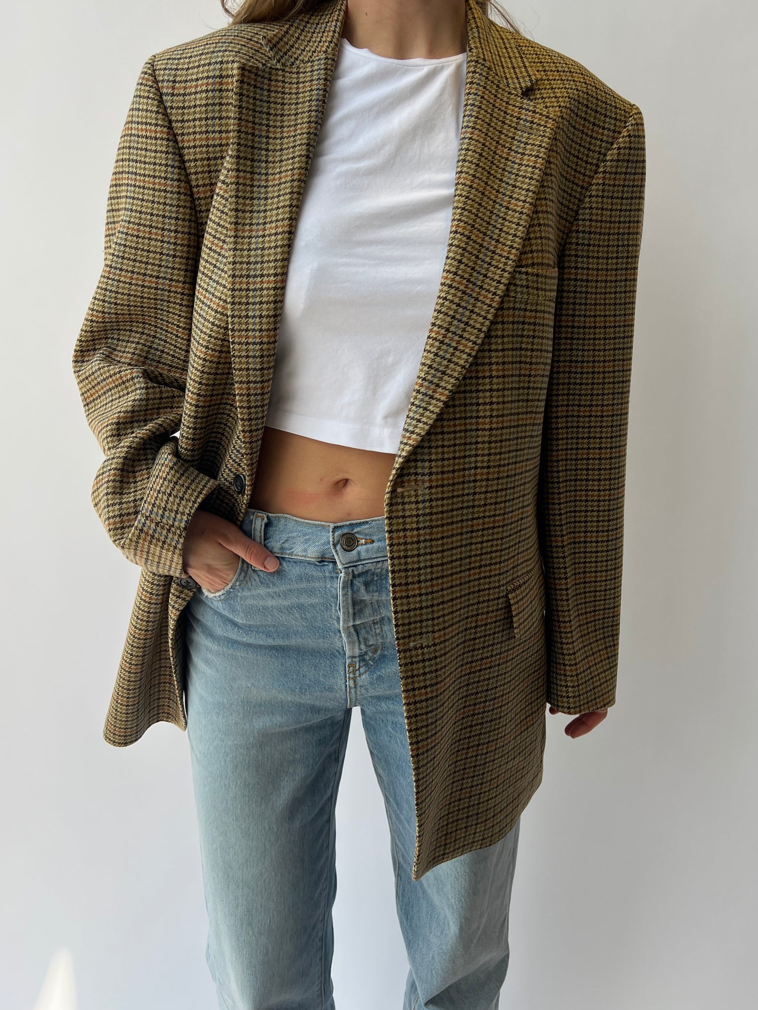 Plaid Button Back Blazer
