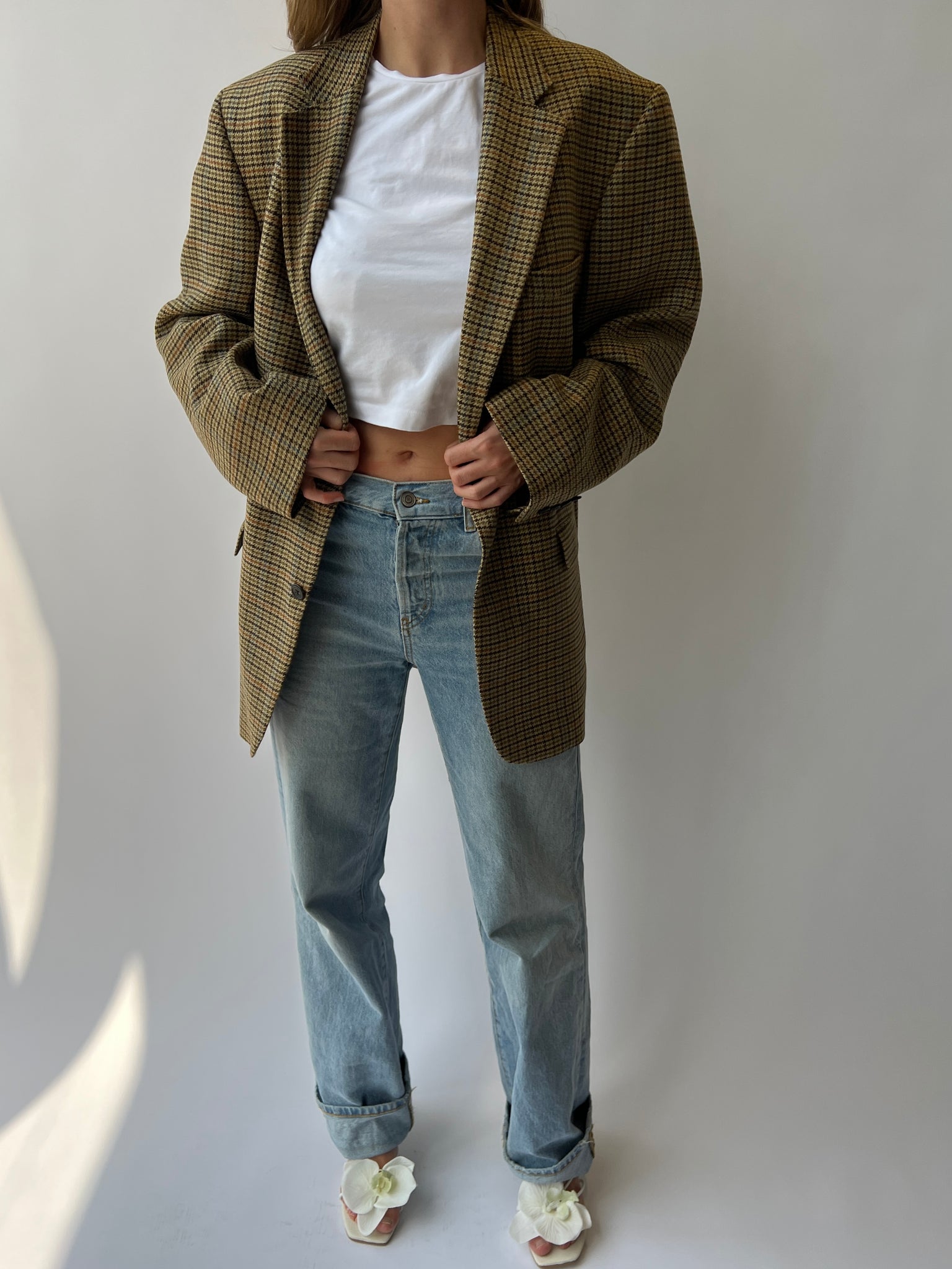 Plaid Button Back Blazer
