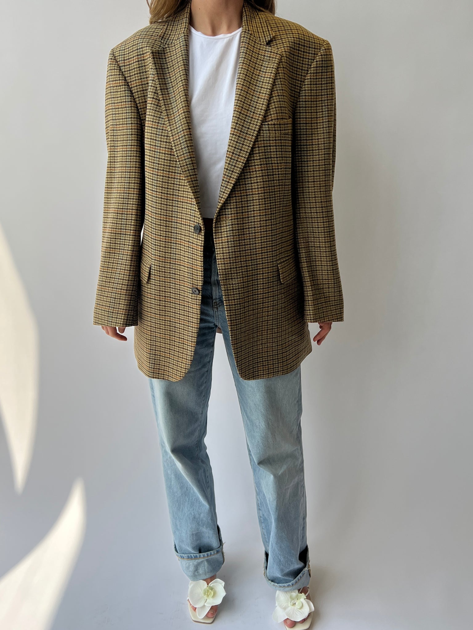 Plaid Button Back Blazer