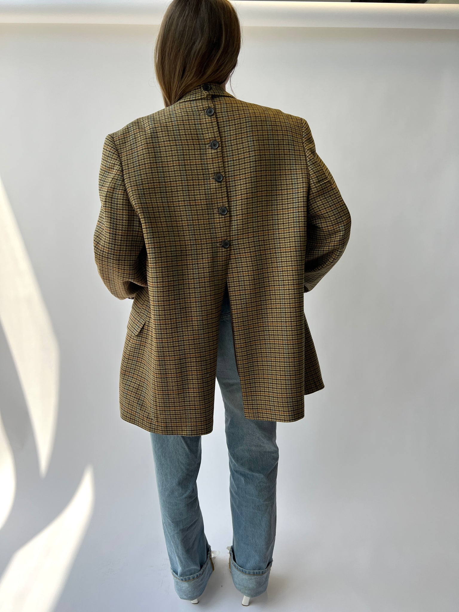 Plaid Button Back Blazer