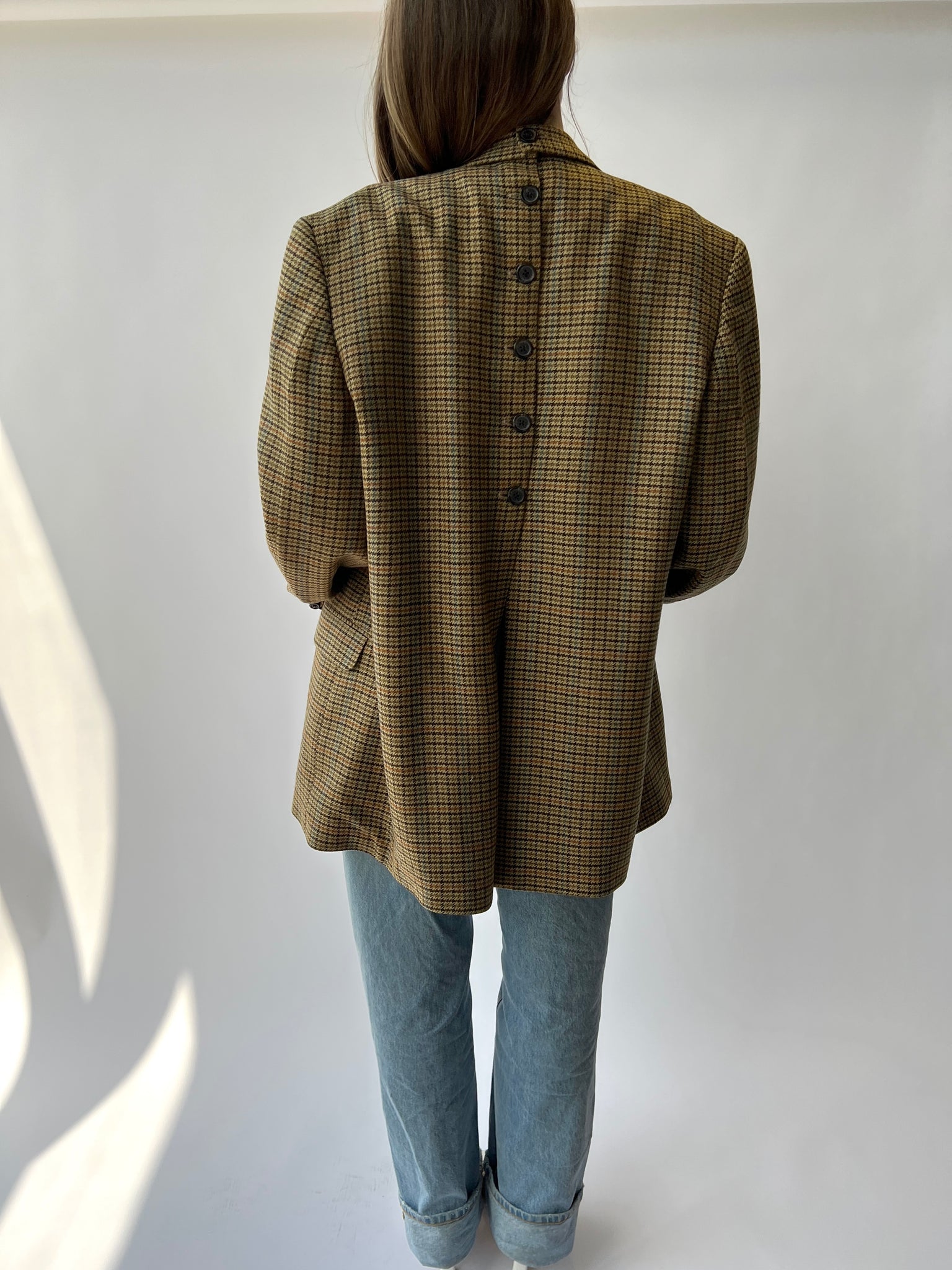 Plaid Button Back Blazer