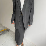 Grey pinstriped maxi skirt set
