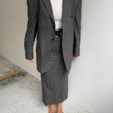 Grey pinstriped maxi skirt set