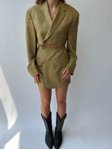 Mustard subtle checks skirt set