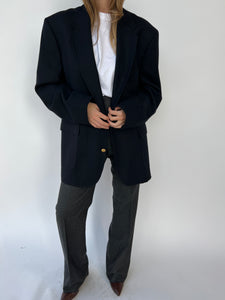 Heavy wool dark blue gold buttons blazer