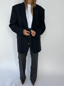 Heavy wool dark blue gold buttons blazer