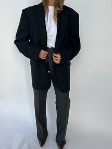 Heavy wool dark blue gold buttons blazer