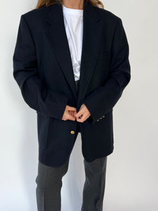 Heavy wool dark blue gold buttons blazer